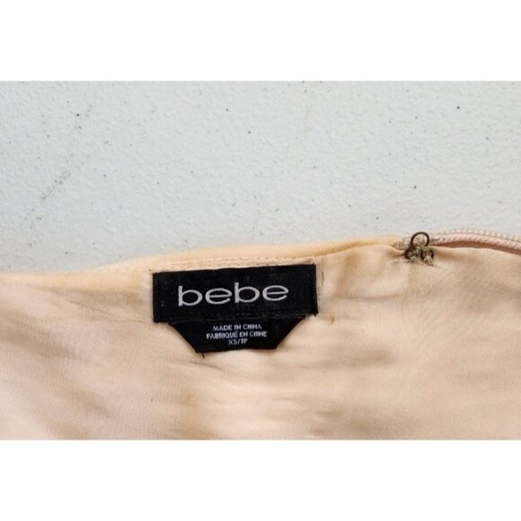 Bebe Mini Dress XS Peach Sequins Layered Mesh Coquette Hoco Ballerina Fairycore - Picture 4 of 16